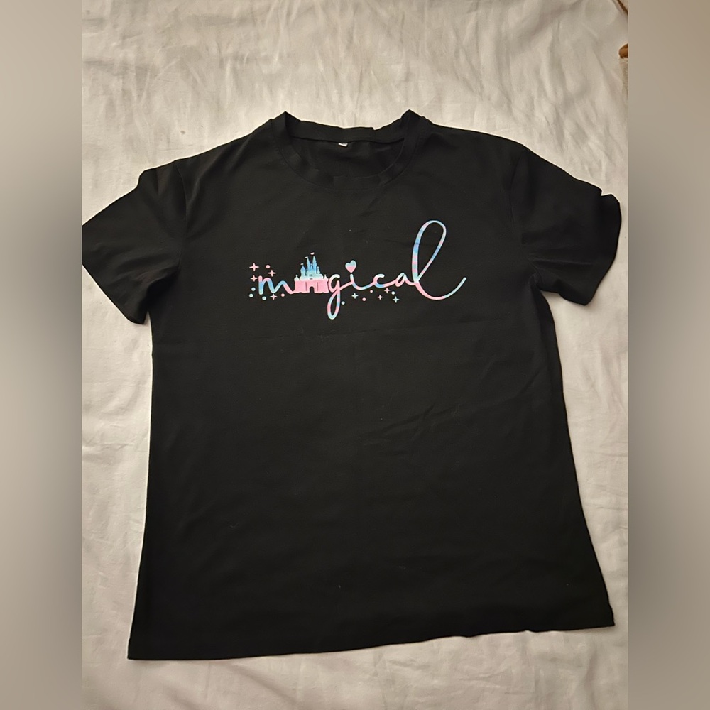 Black Short Sleeve Tee with 'Magical' Print
